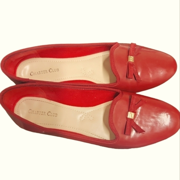 Charter Club Shoes - Charter Club Women's Red Accent Bow Padded Insole Round Toe Slip-On Loafers 9M